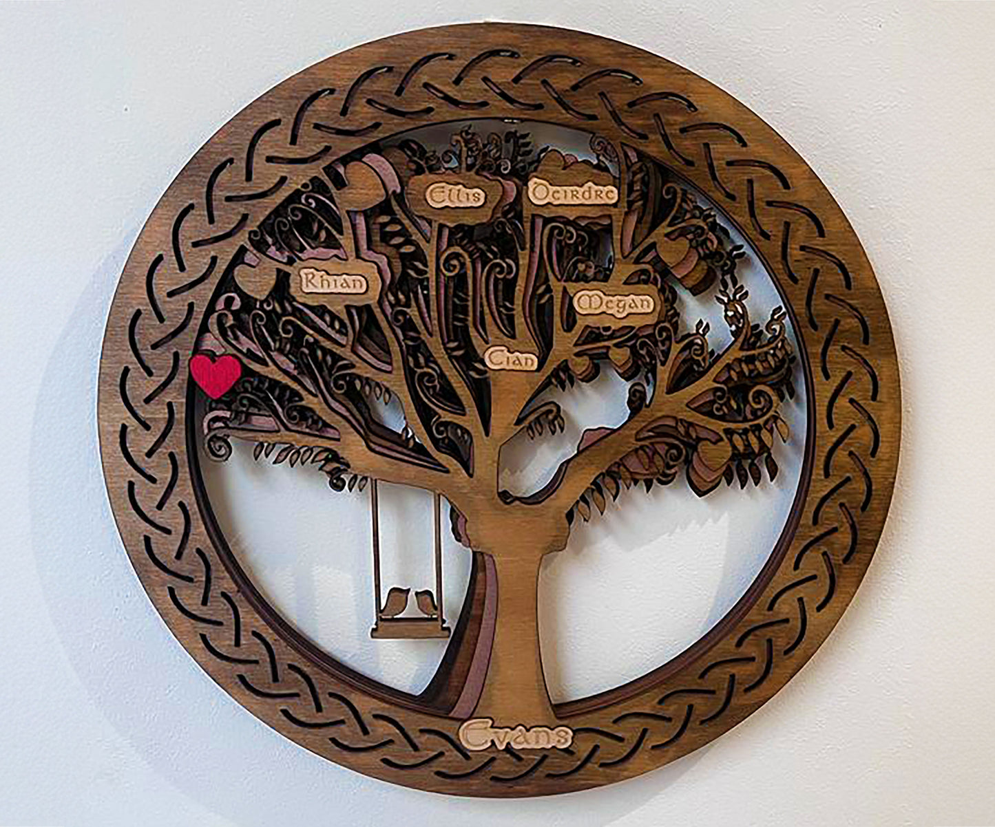Laser cut layered Family Tree