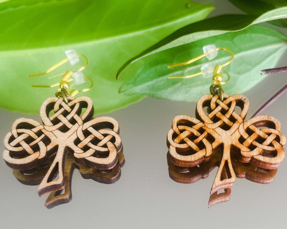 Wooden Shamrock Earrings