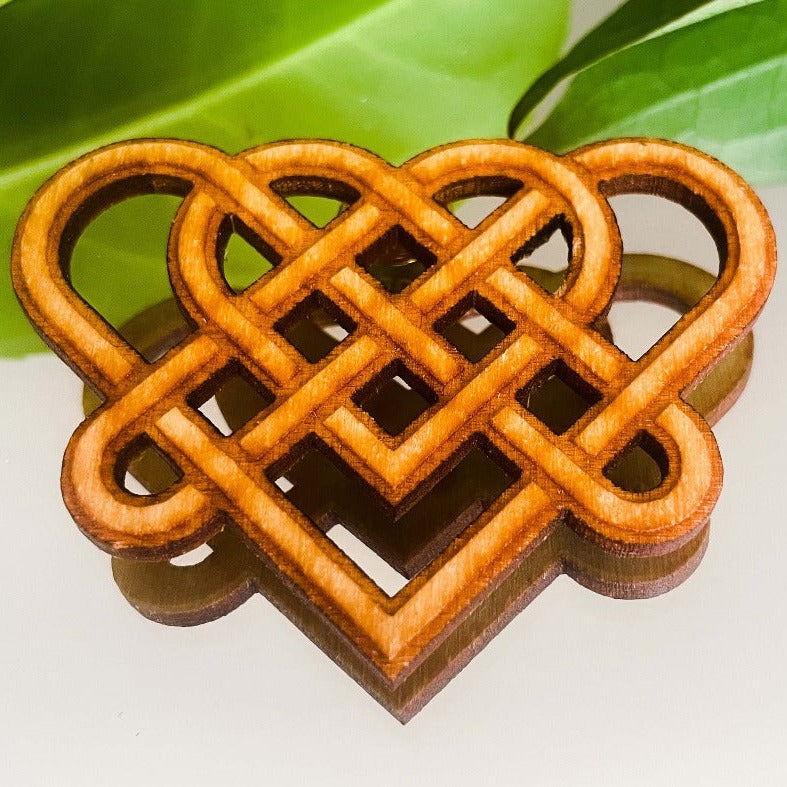 Wooden Love Knot Brooch