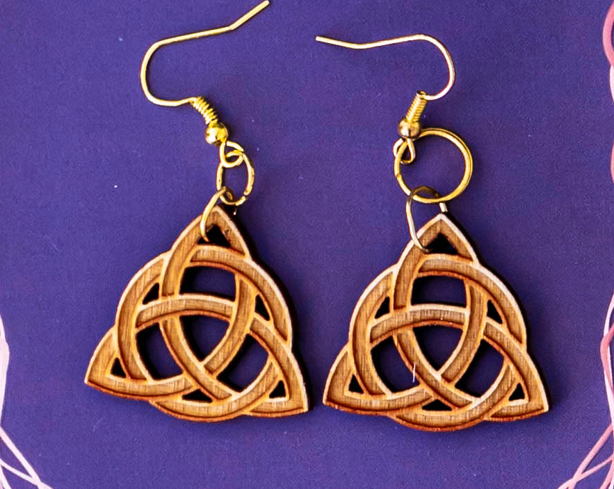 Wooden Triquetra Earrings
