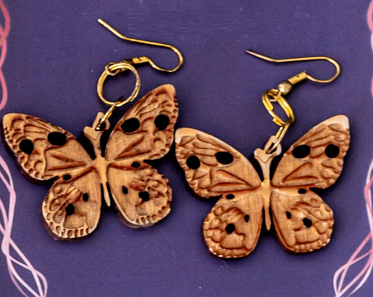 Wooden Butterfly Earring