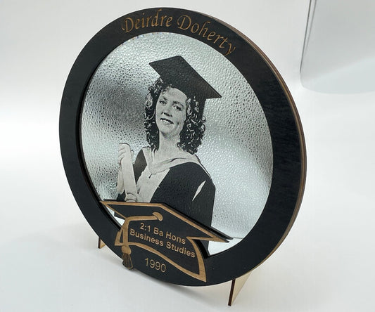 Laser Engraved Graduation Photo on Framed Mirror