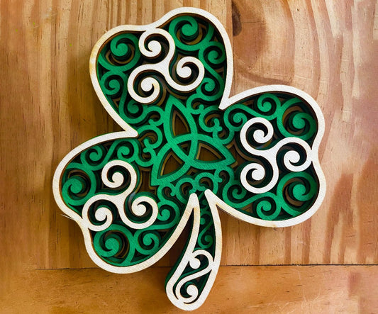 Wooden Shamrock Art- Wooden Shamrock Gift - San Patrick's Day Decoration